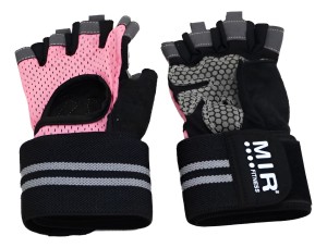 PAR DE GUANTES MIR FITNESS CON MUÑEQUERA TALLE S