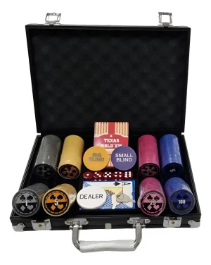 FICHERO DE POKER PROFESIONAL 200 FICHAS DE 14 GRAMOS CLAY MALETÍN DE ALUMINIO BLACK BISONTE