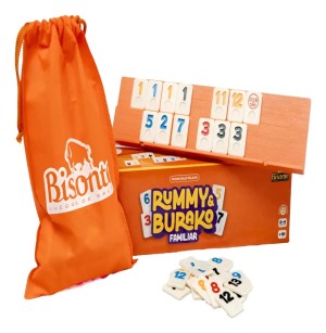 RUMMY BURAKO FAMILIAR FICHAS BAJO RELIEVE NARANJA BISONTE