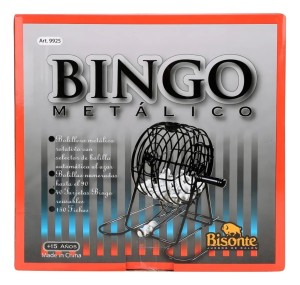 BINGO 90 BOLILLAS METÁLICO CON BOLILLERO BISONTE